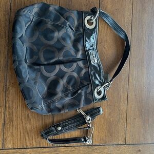 Coach Black and Gray Patterned Shoulder Bag
